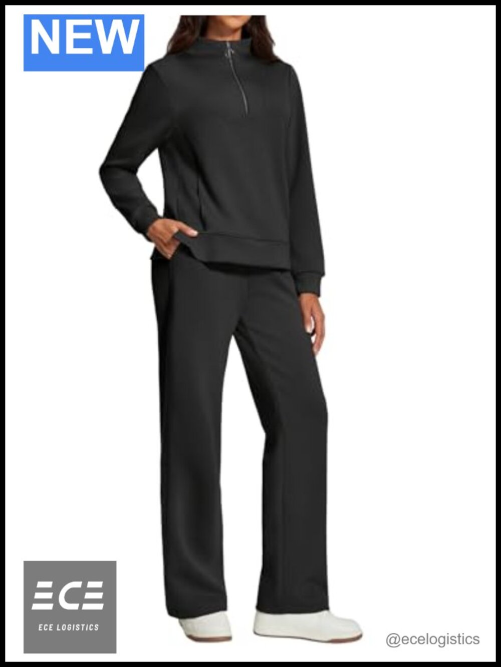 IUGA Women's 2 Piece Sweatsuit Half Zip Sweatshirt Wide Leg Sweatpants Lounge